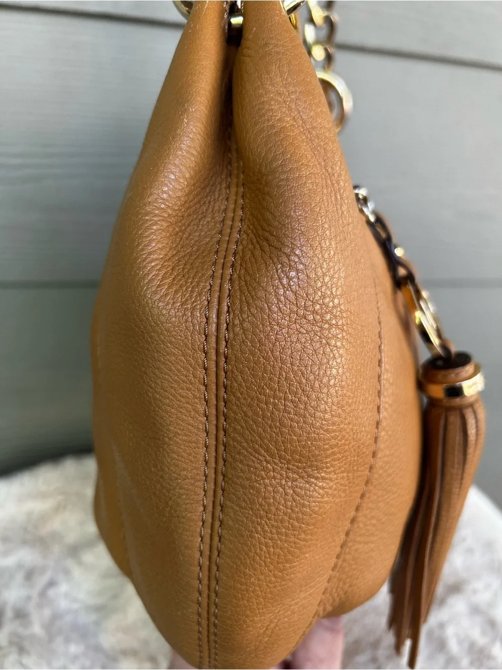 Michael Kors Leather Shoulder Hobo with Tassel - Picture 6 of 13